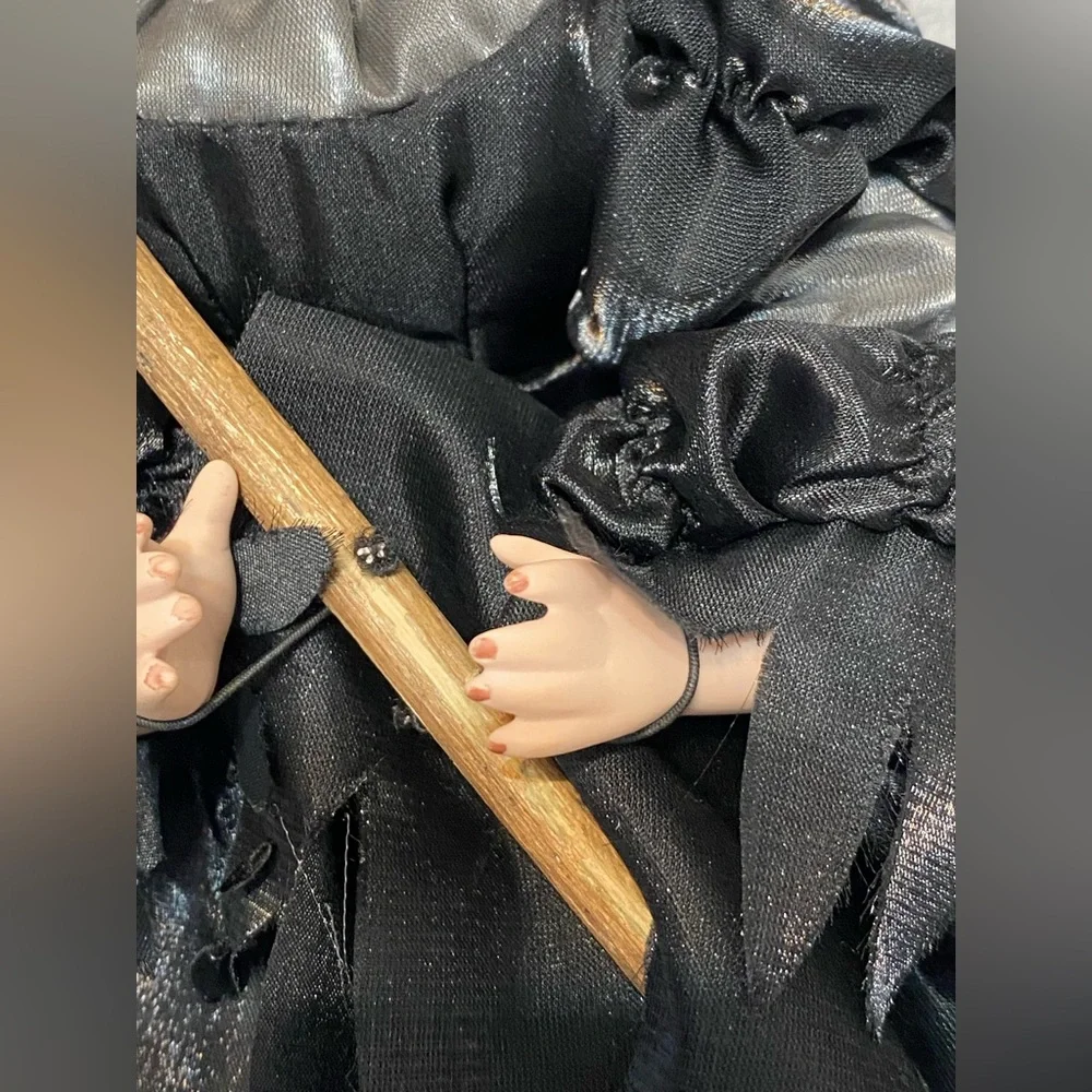 Witch Doll with Broom and Black Hat Halloween - Picture 8 of 13